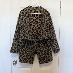 Luii Leopard Animal Print Wool Blend Jacket Womens Small Oversized Hook Close